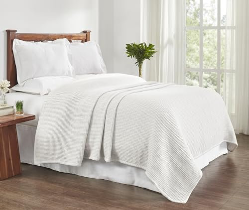 Tahari Home - Decke, weiche Waffel-Baumwolldecke, gemütliche Wohnkultur (Samantha Hellweiß, King-Size)