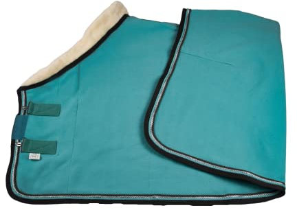 WAGNER Fleece Abschwitzdecke mit Fellkragen (Türkis, 115)