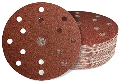 AWAPRO Schleifscheiben mit Klett - Ø 150mm, Körnung P40, 15 Loch in Rot - 50 Stück - Schleifpapier rund für Exzenterschleifer, Holz schleifen