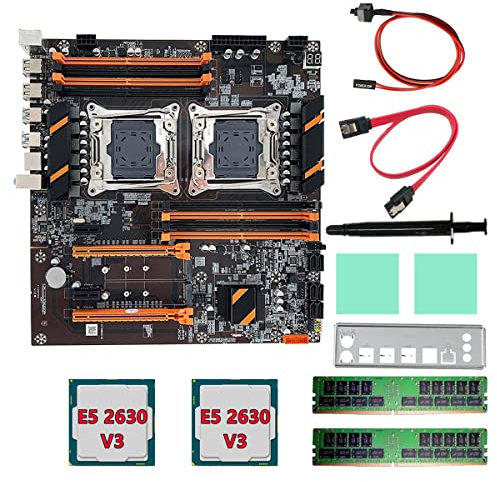 XIDIT X99 Dual CPU Scheda Madre Dual CPU Scheda Madre+2XE5 2630 V3 CPU+2XDDR4 4G RECC RAM+SATA +Baffle LGA 2011 8XDDR4 Slot Supporto 2011-V3 CPU