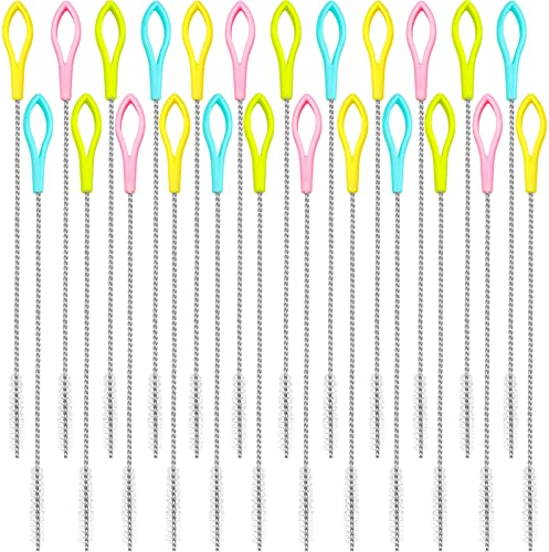 24 Pcs Bottle Brush Baby Bottle Brush Stainless Steel Straw Cleaner Bottle Brushes for Cleaning Test Tube Bottles Cups (4 Color)