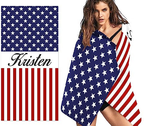 SearchI Personalisiertes Strandtuch mit Namen,Schnell Trocknend und Sandfrei Badetuch für Reisen/Pool,Mikrofaserhandtüchern Individuelle Geschenke mit Namen für Kinder Erwachsene(Flagge,76x152cm)