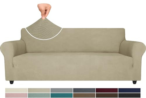 Ystyle Copridivano 4 Posti Con Braccioli, Copri Divano Antigraffio Gatto, Copridivani Elasticizzato, Pesante Inverno Copri Divani, Fodera Divano Antimacchia Lavabile Antiscivolo, Kaki