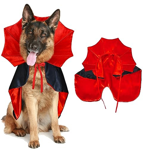 GOYOSWA - Costumi di Halloween per cani, mantello da vampiro / diavolo per cani, per cani di taglia piccola, media e grande (L)