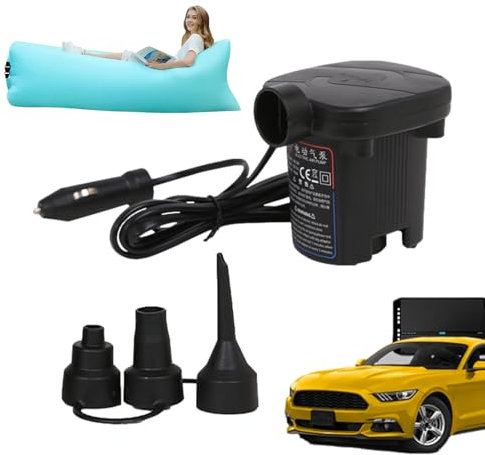 PHASZ Bomba de Aire infladora eléctrica - Bomba de Aire Inflable de llenado rápido de 12 V CC - Pequeña Bomba de Aire para Juguetes flotantes, Piscina Inflable, Anillo de natación, sofá, Camping