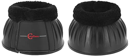 Covalliero Hufglocken Gummi mit Fellrand schwarz, Größe:Pony