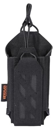 EXCELLENT ELITE SPANKER Tactical Molle Radio Pouch Nylon Adjustable Walkie Talkie with Elastic Cord Radio Holster for Police Security Rescue(BLK))
