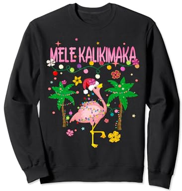Mele Kalikimaka - Fenicottero tropicale con palme natalizie hawaiane Felpa