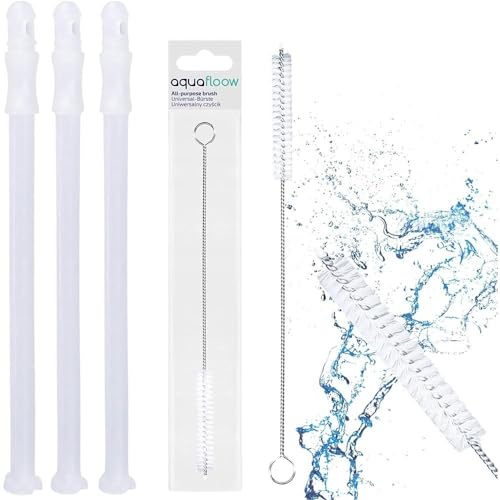 Aquafloow 3x Tubo Transparente de Aspiración de Leche de 15,7cm para 5313232961 DeLonghi + Cepillo para Limpiar Cafeteras, Pajitas, Botellas, Tazas