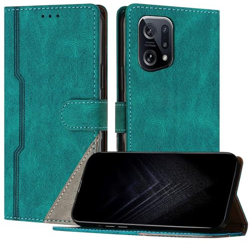 Netany Funda para OPPO Find X5, Funda Libro de Cuero con Ranura Cierre Magnético Soporte Plegable Carcasa Protectora (Verde)