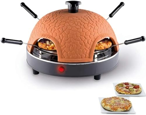4 Person Electric Pizza Oven, Mini Pizza Bake Oven Terracotta Dome Countertop Safe 5-7 Minutes Quick Cooking Mini Ceramic Pizza Maker 1100W