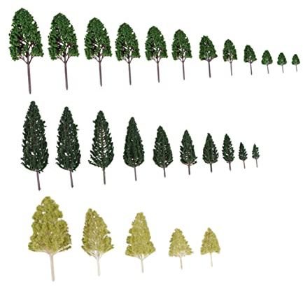 Lurrose 27-teiliges Set Bäume Modell Eisenbahn Landschaft Ornament Modellbau Zubehör Krippenzubehör Bäume Grün Mini Baum Set Modellbau Landschaft Jesus Strauch Fräulein