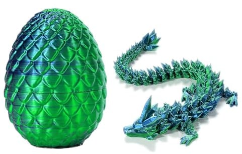 NyxSeat 1 Stück 3D-Gedruckter Drache Mit 1 Drachenei, Drachenei-Set, Voll Bewegliches Kristalldrachenspielzeug, Drachenschreibtischspielzeug Mit Flexiblem Gelenk, Chefschreibtischspielzeug (Grün)