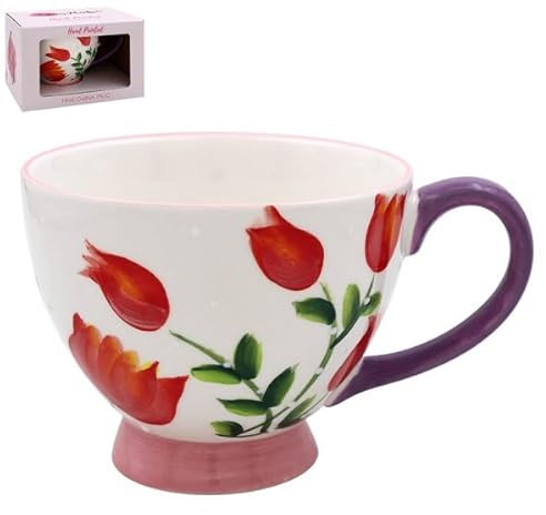 Lesser & Pavey Beautifully Designed Footed Mug | Footed Mugs for Tea & Coffee with Great British Designs | Tulips Coffee Mugs & Tea Cups for Home, Office or Shops - Lynsey Johnstone