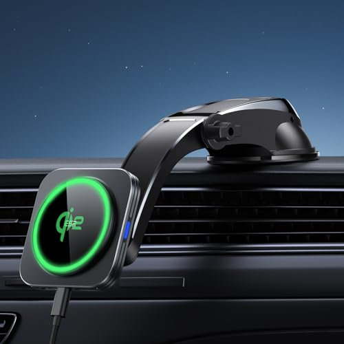ESR for Qi2 15W MagSafe Car Charger, Qi2-Certified Wireless Car Charger, Dashboard MagSafe Car Mount Charger, Magnetic Car Phone Holder for iPhone 16 15 Pro Max Plus 14 13 12 Galaxy S25, Fast Charge