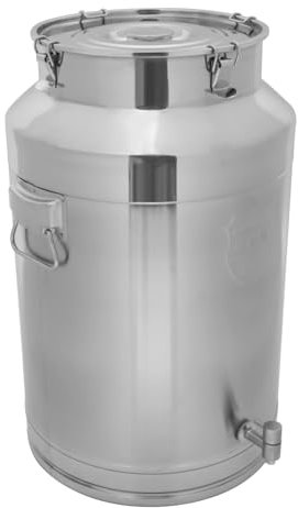 Begoniape Brocca per latte da 76 l, in acciaio inox, con rubinetto, per conservare latte, olio, riso e alimenti