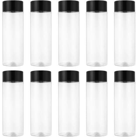 Gokoti 10Pcs 400Ml/13.5Oz Plastic Juice Bottle Transparent Coarse Cereals Storage Container Beverage Bottle Easy Install Easy to Use