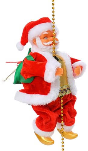 Elektrische Kletterperlen Weihnachtsmann mit Musik, die die Treppe klettert, Ornament für Weihnachtsbaum, Türdekoration