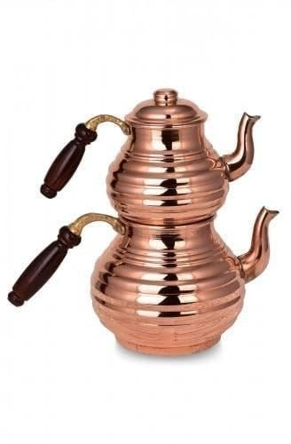 Teiera turca in rame con gru rossa forgiata a mano, 1958-1