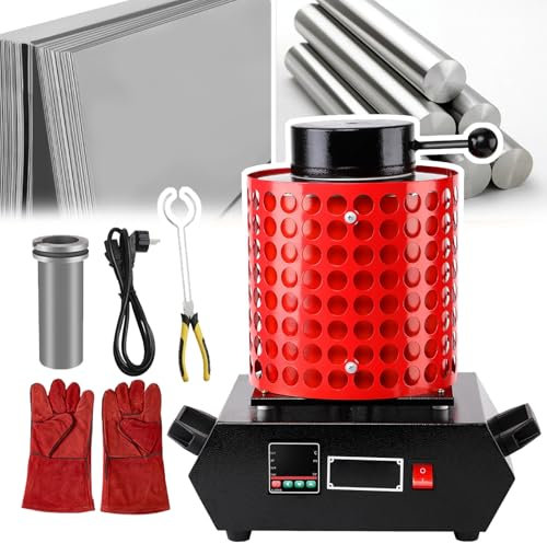 WhAeoy Forno di Fusione Digitale da 1150 ℃, Forno di Fusione dei Metalli (1500 W), capacità: 1/2/3 kg+Tempo di alchimia: 40-48 Minuti, Modulo PID, per Oro, Argento, Rame,1KG