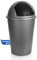 2friends SUSTANIA - Poubelle modèle Silver, 50 l, avec couvercle coulissant noir, diamètre : 25 cm x hauteur : 68 cm, grande, en plastique, pour cuisine ou bureau, anti-odeurs, avec couvercle rond