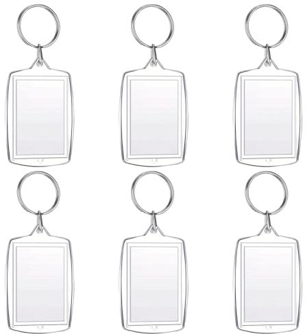 6 Stück Schlüsselanhänger Foto, Bild Schlüsselbund, Personalisierter Schlüsselring mit Anhänger, Transparent Bilderrahmen Schlüsselring, Acryl Foto Schlüsselanhänger, Geschenk für Männer und Frauen