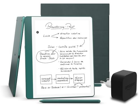 Kindle Scribe (versione 2024) 64 GB, una custodia in pelle Amazon Premium e un alimentatore Amazon Powerfast da 9 W