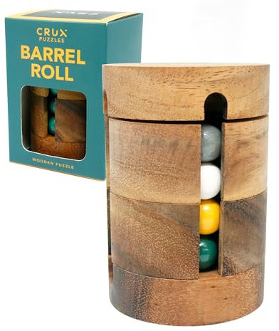 Barrel Roll Puzzle - Premium, Difficult Wooden Brainteaser Puzzle Gift - STEM Desk Toy