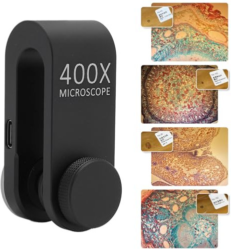 Phone Microscope Lens with Clamp LED Light Universal High Definition 400X Phone Camera Microscope Lens for Biology Electronics Jewelry Making