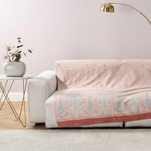 Bassetti Granfoulard Telo Copridivano, Copritutto, Telo Arredo Gran Foulard per divano, Copriletto, Copritavolo, cm 270x270 (INDIAN ROSES BEIGE)