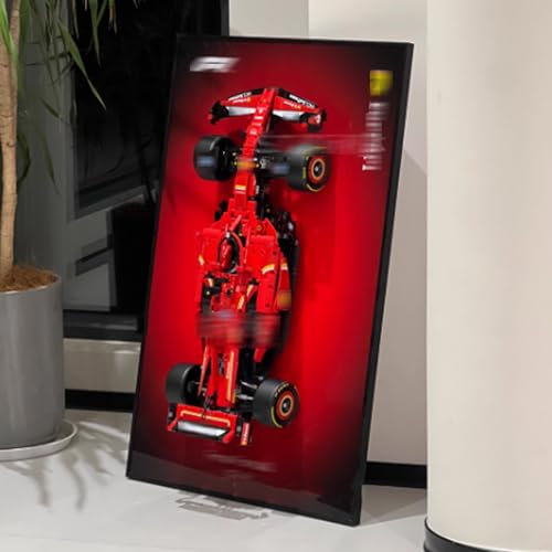 XINPENGD Cadre photo avec plaque murale compatible avec lego 42207 F1 Formule 1 Voiture de course, pour collectionner et protéger, 49,8 x 80 cm (modèle non inclus) (option B (sans lumière))