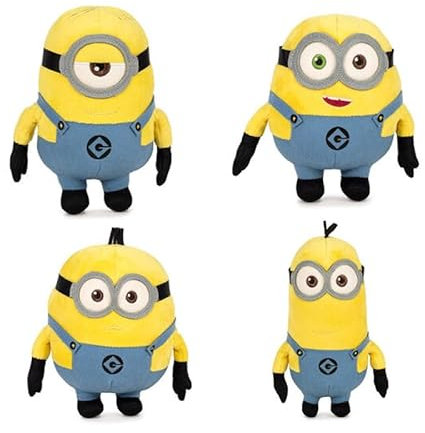 Play by Play Minions – Personaggi di peluche e animali di peluche da 20 cm: Bob, Otto, Kevin, Stuart e Dave – Diverse edizioni e misure a scelta (set da 4 Minions 20-22 cm)