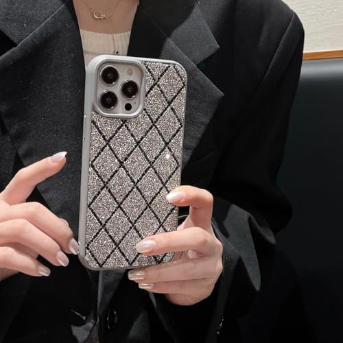 Altartar Funda para iPhone 12 Pro Max con purpurina para niña con diamantes, funda protectora de lujo con cristal para cámara, ultrafina, antigolpes, plateada