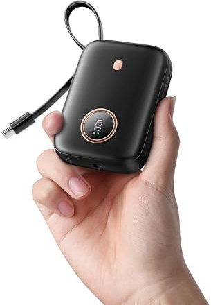 Nllosa Mini Power Bank, 10000mAh Bateria Externa Carga Rapida con 22.5W Cable USB-C, Bateria Portatil Movil Pequeña Powerbank para iPhone 16 15 Samsung Xiaomi Android etc