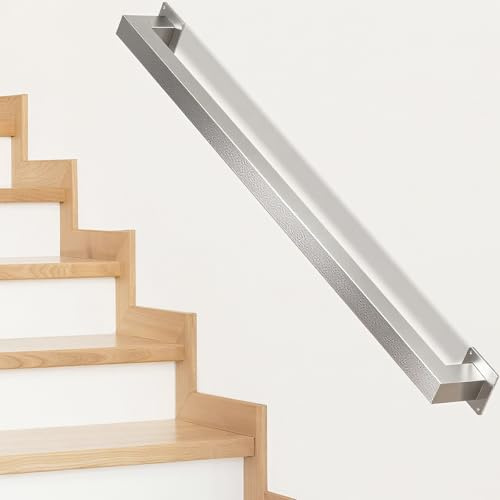 Pasamanos para escaleras, para interiores, 120 cm, plateado, pasamanos para escaleras, exterior/interior, acero inoxidable, para terrazas (plata, 120 cm)