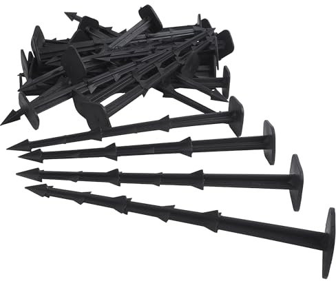 Bodenanker Kunststoff – Erdanker Befestigungsanker für Unkrautvlies Rasenkante Teichfolie – Länge wählbar: 12cm – Set 100 Stück – robust wetterfest schwarz