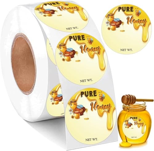 Lot de 500 étiquettes de bouteilles de miel faites maison pour bocaux et couvercles de petite entreprise - 3,8 cm