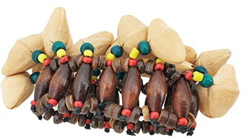 ORFOFE Nussschalenarmband Handgemachtes Musikinstrument Afrikanisches Trommelspielzeug mit Dekorativen Schellen für Kreative Tänze und Schöne Auftritte