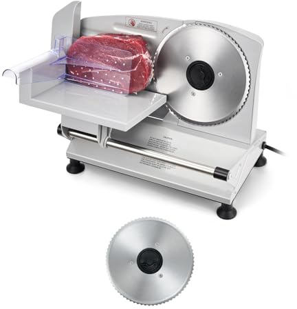 VEVOR Meat Slicer 150W Electric Slicer with 17cm Blade, Meat Slicer with Adjustable Thickness 0-15mm, for Frozen Meat Prime Steak Ham