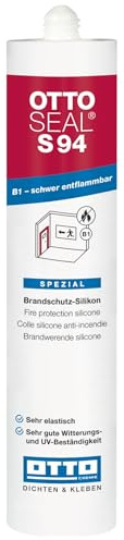 OTTO-SEAL S 94 Schwarz 310 ml Brandschutz Silikon B1 für Fugen, Verglasungen, Metall, Glas, Beton, Innen & Außen, neutralvernetzend, MEKO-frei, UV- und witterungsbeständig, Profi Dichtstoff