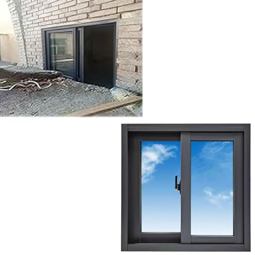 WEKONUMEX Bewegliches Keller-Schiebefenster, Austauschbares Schiebe-Oberlichtfenster mit Fliegengitter, Mehrfarbig, Verschiedene Größen(36x16in/90x40cm)