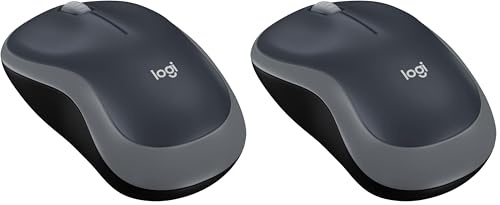 Logitech M185 Kabellose Maus, 2,4 GHz mit USB-Nano-Empfänger, 12 Monate Batterielaufzeit, 1000 DPI Optical Tracking, Für Links- und Rechtshänder, Kompatibel mit PC, Mac, Laptop - Grau (Packung mit 2)