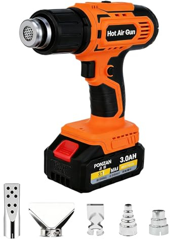 GAOUTO Pistola ad aria calda a batteria per Makita 18V, 260/530°C Regolabile, pistola ad aria calda da 350W con batteria e 5 ugelli, pistola ad aria calda per retrazione, 2 impostazioni di temperatura