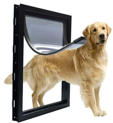2-Wege-abschließbare Haustier-Hundetür mit magnetischer, mittelgroßer Hundeklappe, Katzentüren für Glasschiebetür/Wand/Holztür, wetterfest, selbstschließender Hundeeingang (Schwarz, XL-50 x 38 x 5 cm)