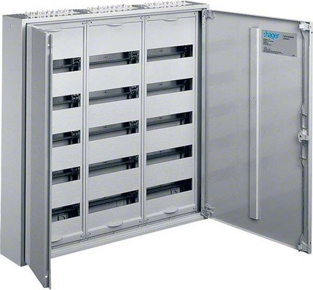 Hager Serie FWB - Verteilerkasten, 3 Abschnitte, 5 Reihen, 180 m, ausgestattet