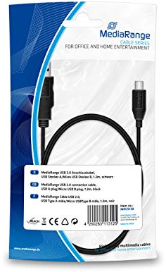 MediaRange MRCS138 USB-Kabel 1,2 m USB A Micro-USB B Schwarz - USB-Kabel (1,2 m, USB A, Micro-USB B, 2.0, Stecker/Stecker, Schwarz)