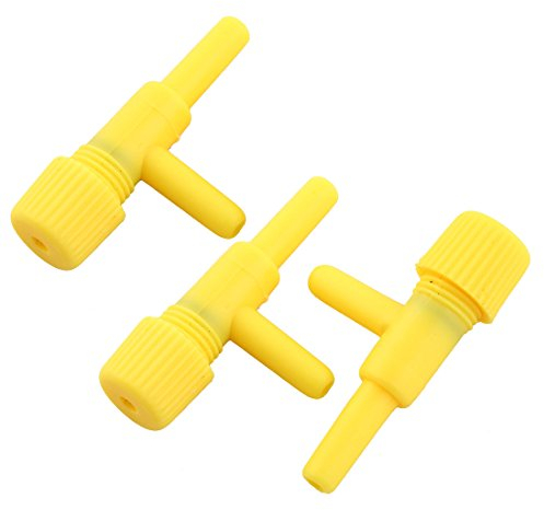 sourcing map 3 Stück Aquarium Luftventil Gelber Kunststoff Zwei-Wege Luftregelventile für Aquarium Tank