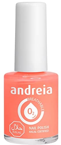 Andreia Nagellack Halal - Atmungsaktiv Luft - Wasser-Durchlässig - Ungiftig Farbintensiv - Naturkosmetik - Farbe B5 Rosa - Rottöne 10.5 ml
