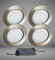 Trango 4er Set G4E-042T dimmbar LED Möbel Einbaustrahler 12Volt AC/DC inkl. 1x LED-Trafo (12 Volt AC) in Edelstahl-Optik, Deckenleuchte zum Austausch G4 Halogen Möbelleuchten, Küchenhaube-Leuchten