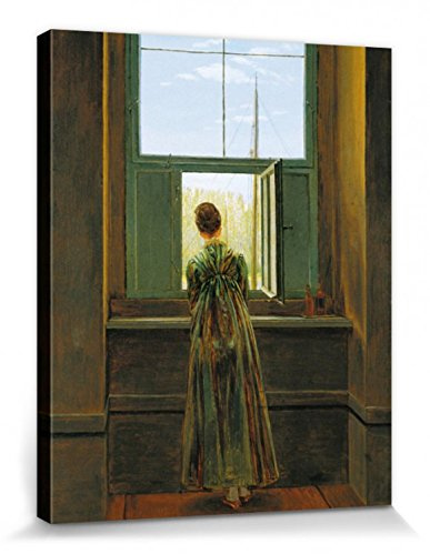 1art1 Caspar David Friedrich Poster Frau Am Fenster, 1822 Bilder Leinwand-Bild Auf Keilrahmen | XXL-Wandbild Poster Kunstdruck Als Leinwandbild 50x40 cm